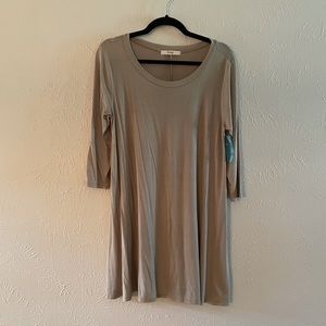 Tan/Camel Color Short Dress 3/4 Sleeve - Size M